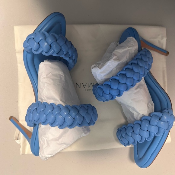 ALEXANDRE BIRMAN Francis Braided Leather Mules Aquarius Blue Size 9 - Picture 6 of 15